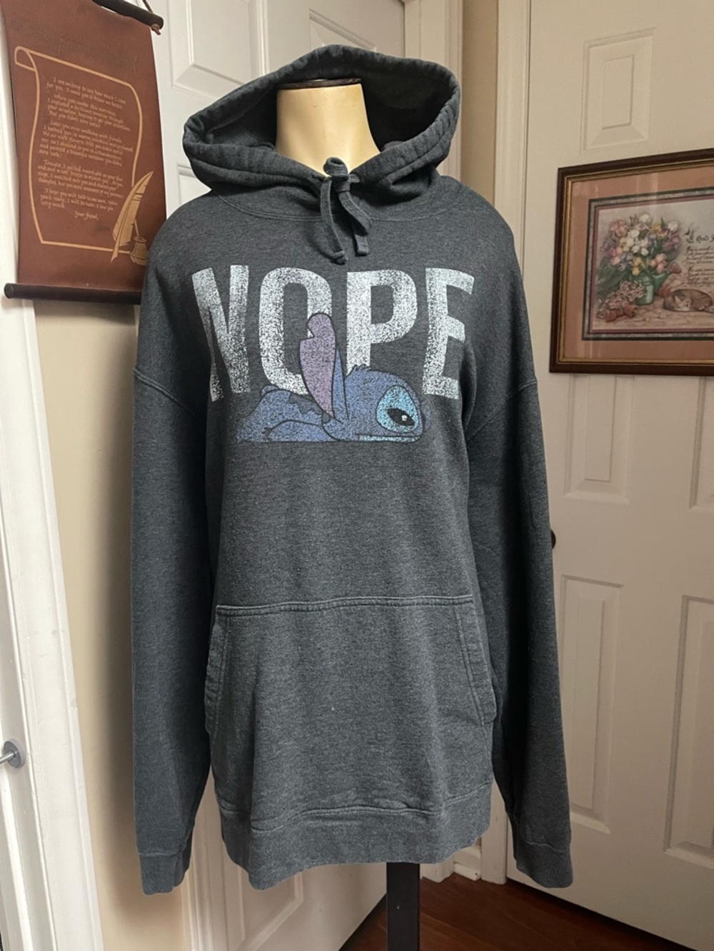 Disney Dark Gray 'NOPE' Stitch Graphic Hoodie